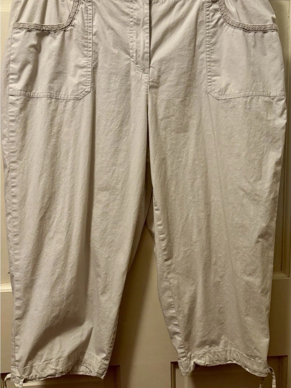 Kim Rogers Beige Drawstring Hem Cargo Capris